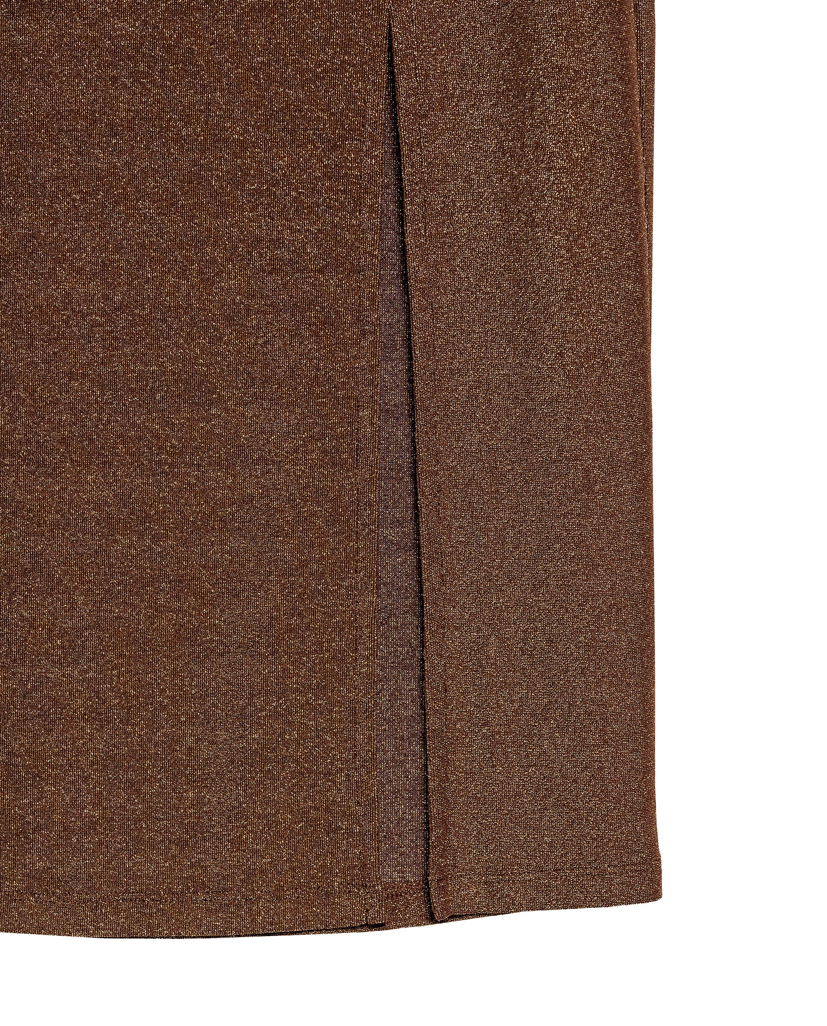 Women's Side Slit Shiny Midi Skirt in Nylon-Modal Stretch Blend, Sparkle - 7
