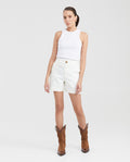 Women's High-Waisted Mid-Thigh Sartorial Bermuda Shorts in Cotton-Elastane - 6