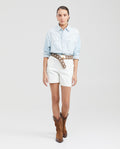 Women's High-Waisted Mid-Thigh Sartorial Bermuda Shorts in Cotton-Elastane - 7
