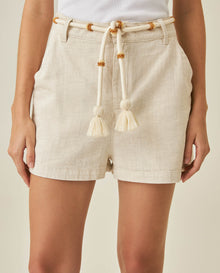 Womens Shorts Straight Silhouette High Rise Cotton Viscose Linen Blend - Beige 63_751H000_BEI124301_0