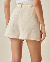Womens Shorts Straight Silhouette High Rise Cotton Viscose Linen Blend - Beige 63_751H000_BEI124301_6