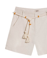 Womens Shorts Straight Silhouette High Rise Cotton Viscose Linen Blend - Beige 63_751H000_BEI124301_8