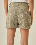 Womens Shorts Chino Straight Silhouette Rayon Linen Blend Continuous Flower Embroidery - Green 63_751H001_VER170619_7