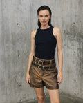 Womens Sheepskin Leather Distressed Shorts - Special Collection - Brown 63_757H503_CAF191325_3