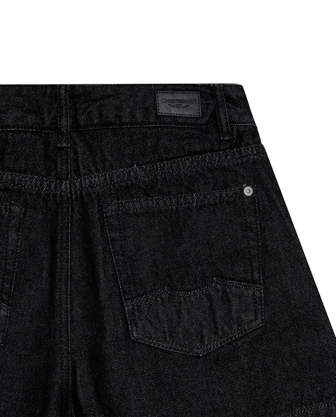 Women's Black Denim Studded Shorts in Lyocell-Cotton Blend, Majestic - 7
