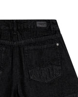 Women's Black Denim Studded Shorts in Lyocell-Cotton Blend, Majestic - 7