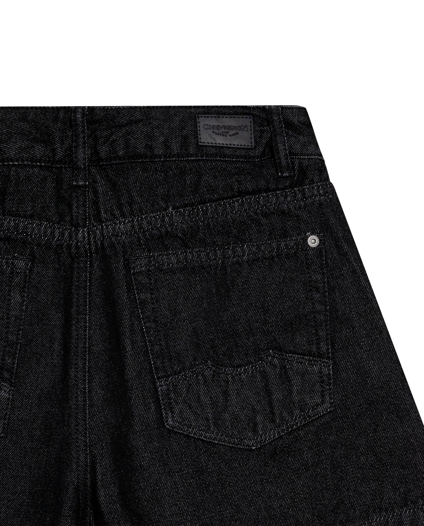 Women's Black Denim Studded Shorts in Lyocell-Cotton Blend, Majestic - 7