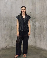 Womens Sheepskin Leather Oversized Vest - Special Collection - Black 63_767H500_NEG194007_3
