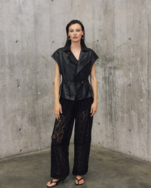Womens Sheepskin Leather Oversized Vest - Special Collection - Black 63_767H500_NEG194007_3