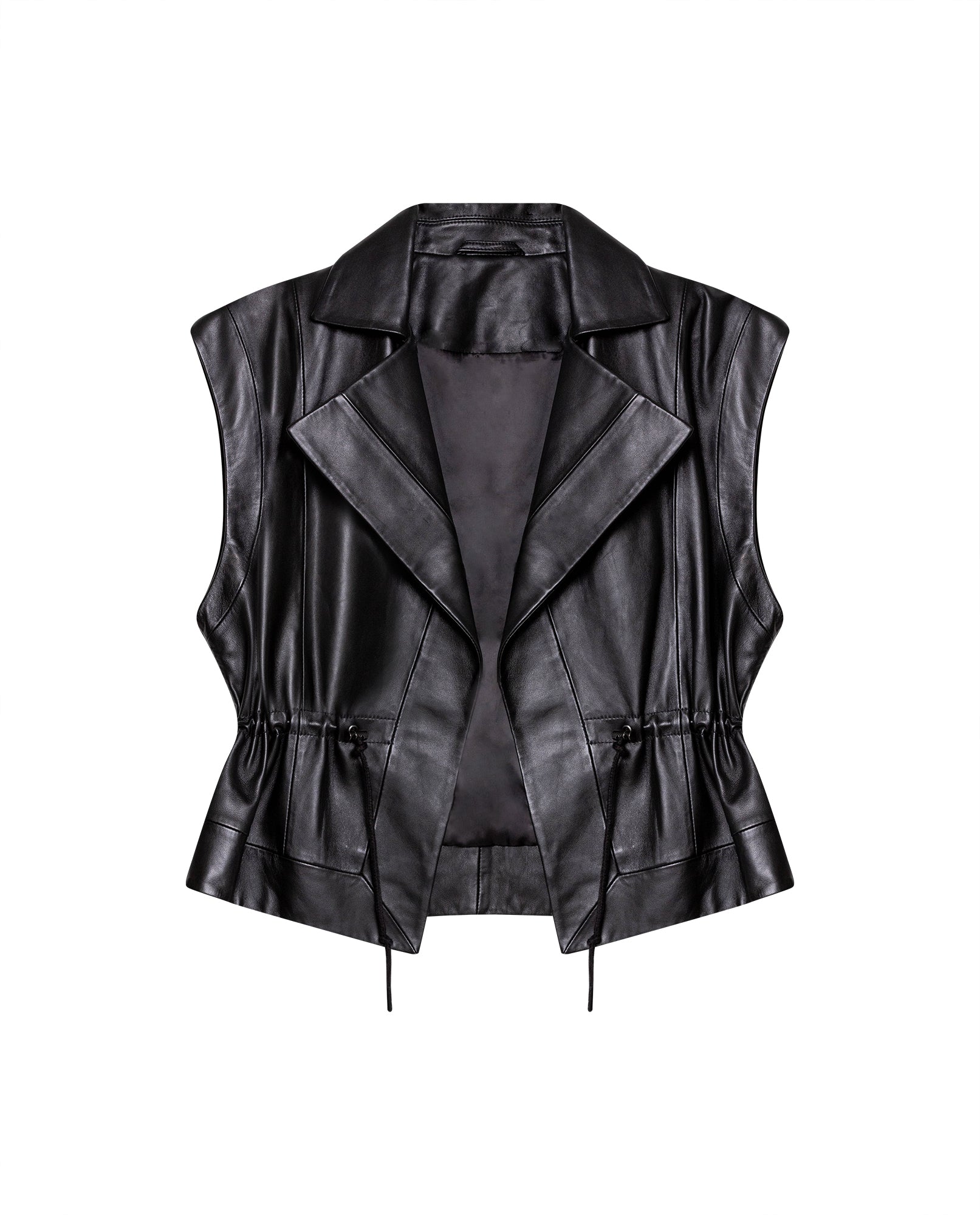 Womens Sheepskin Leather Oversized Vest - Special Collection - Black 63_767H500_NEG194007_4