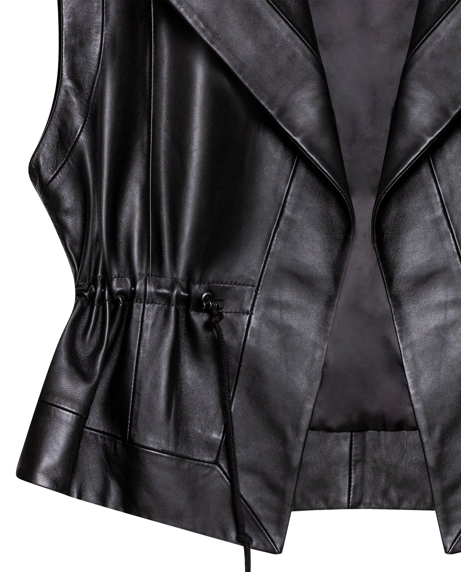 Womens Sheepskin Leather Oversized Vest - Special Collection - Black 63_767H500_NEG194007_5
