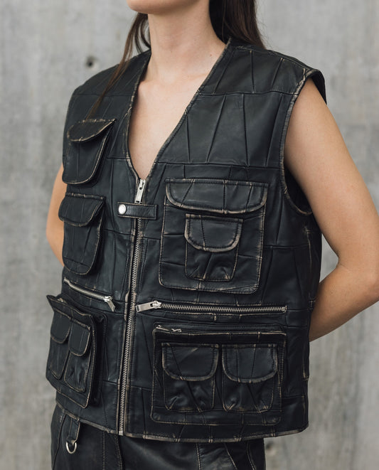 Womens Lambskin Leather Lightweight Vest - Special Collection - Black 63_767H501_NEG194007_3