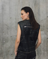 Womens Lambskin Leather Lightweight Vest - Special Collection - Black 63_767H501_NEG194007_6