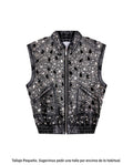 Womens Lambskin Leather Sleeveless Embellished Vest - Special Collection - Black 63_767H502_NEG194007_4
