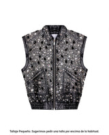 Womens Lambskin Leather Sleeveless Embellished Vest - Special Collection - Black 63_767H502_NEG194007_4