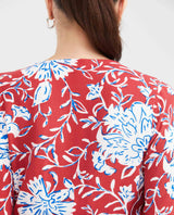 Women's Short Wrap Dress with Side Tie and Floral Maxi Print in Rayon - 5