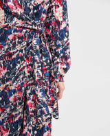 Women's Wrap-Style Maxi Dress with Spot Print and Lurex in Rayon-Lurex - 3