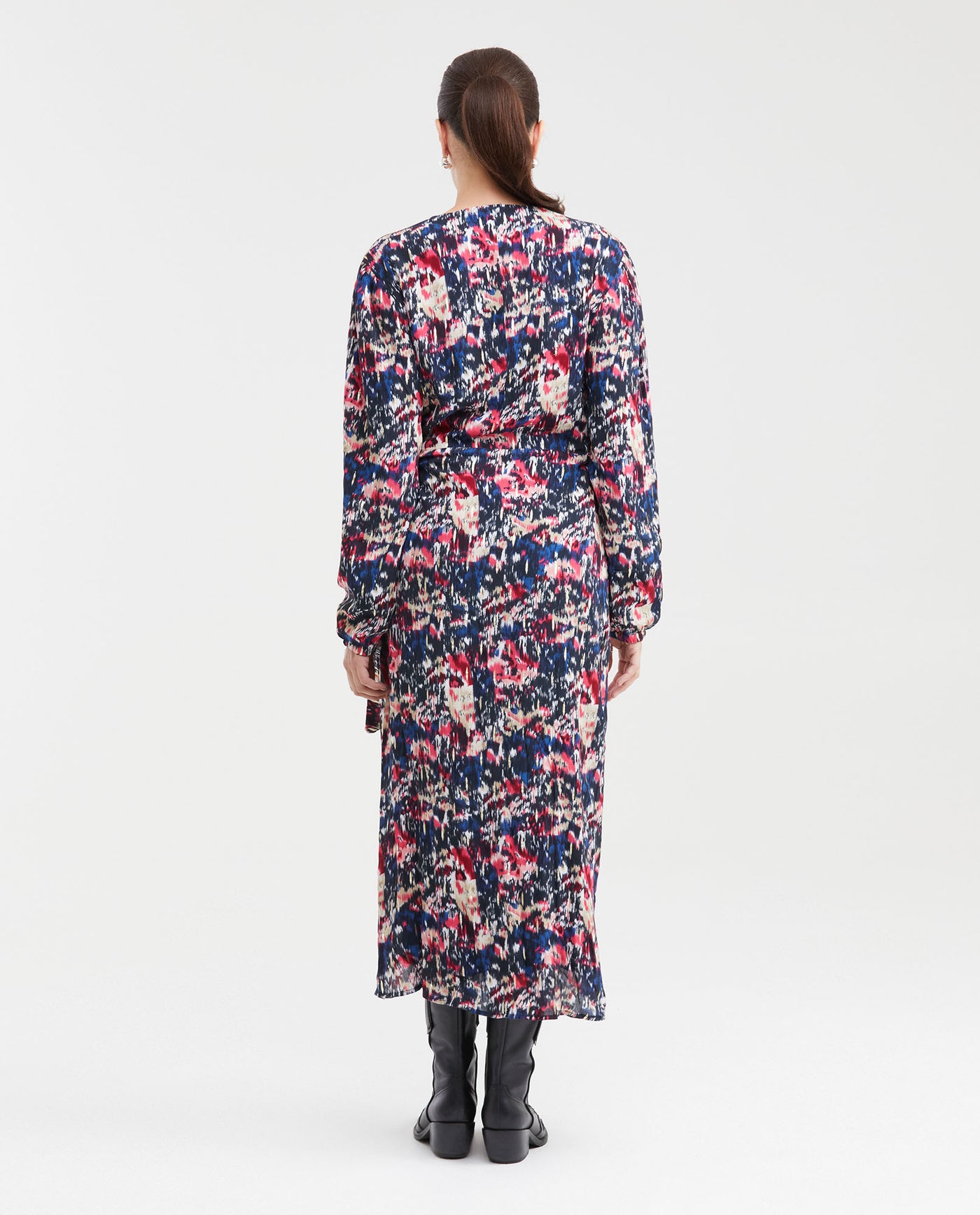 Women's Wrap-Style Maxi Dress with Spot Print and Lurex in Rayon-Lurex - 5