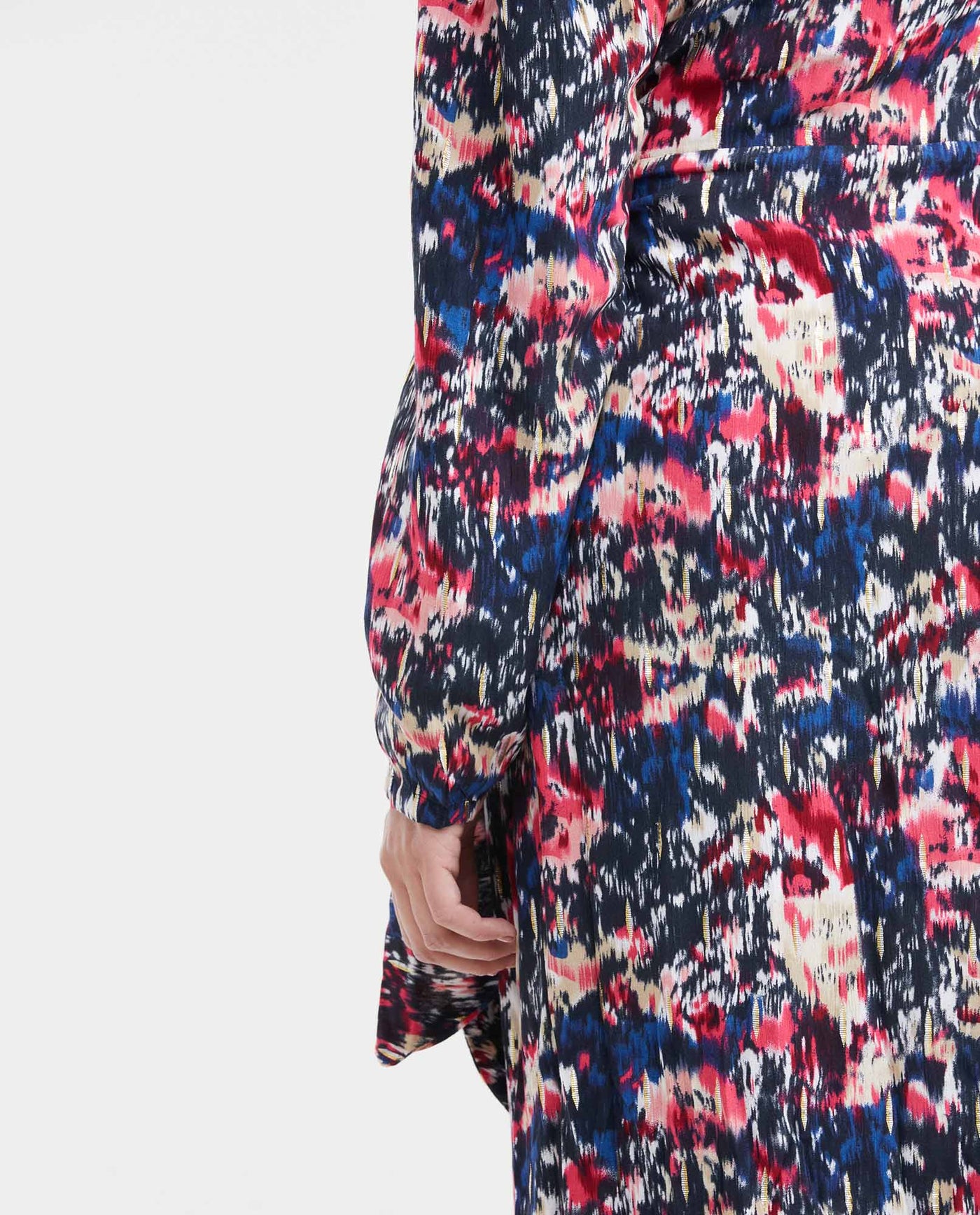 Women's Wrap-Style Maxi Dress with Spot Print and Lurex in Rayon-Lurex - 7