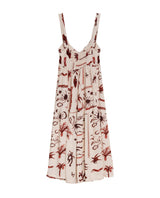 Womens Dress Midi A-Line Silhouette Viscose–Linen Print Smocked Back V-Neck - Raw 63_771H000_CRU131011_3