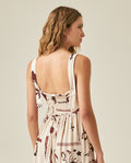 Womens Dress Midi A-Line Silhouette Viscose–Linen Print Smocked Back V-Neck - Raw 63_771H000_CRU131011_7