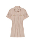 Womens Dress Short Semi-Wide Shirt Style Rayon Blend - Beige 63_771H002_BEI140002_3