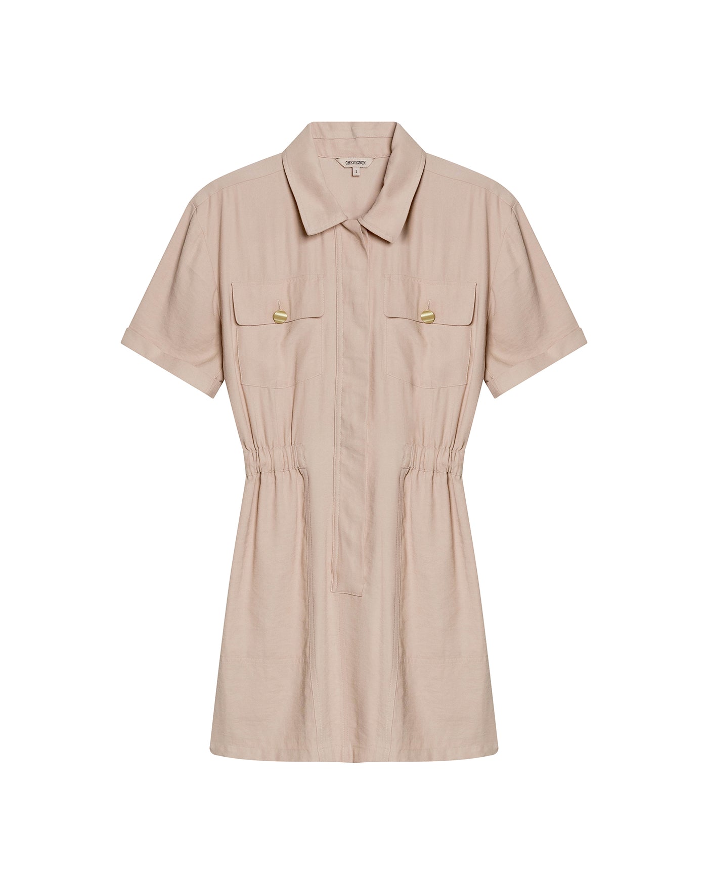 Womens Dress Short Semi-Wide Shirt Style Rayon Blend - Beige 63_771H002_BEI140002_3
