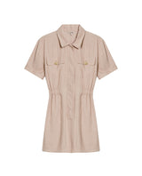 Womens Dress Short Semi-Wide Shirt Style Rayon Blend - Beige 63_771H002_BEI140002_3