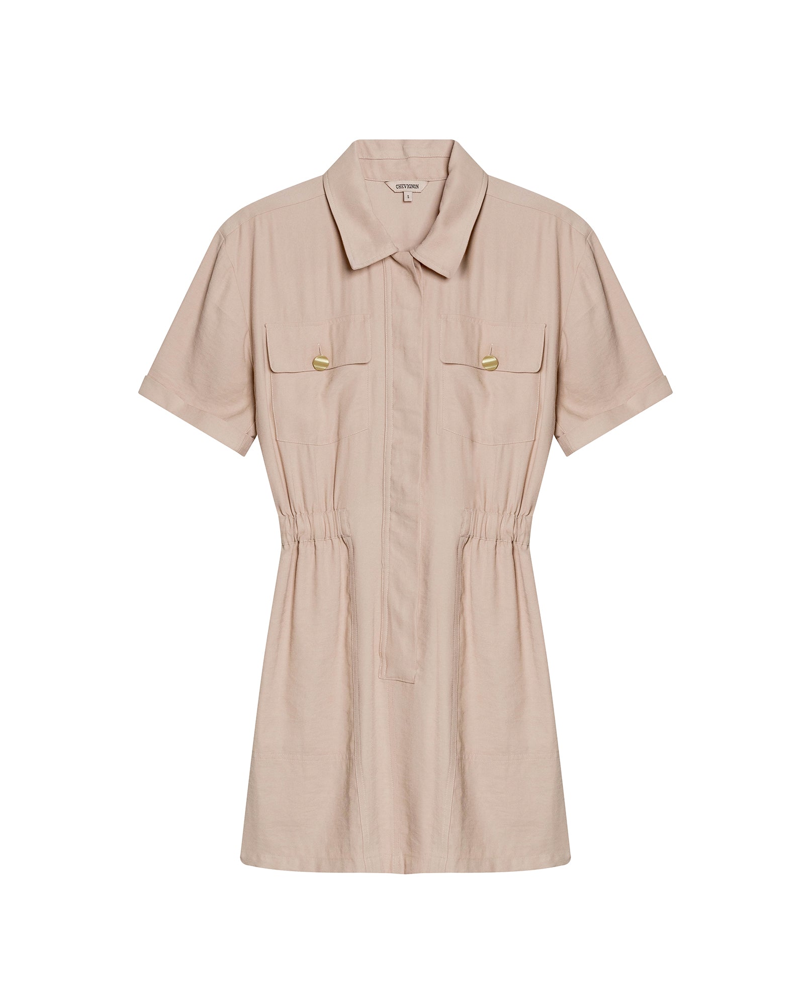 Womens Dress Short Semi-Wide Shirt Style Rayon Blend - Beige 63_771H002_BEI140002_3