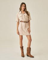 Womens Dress Short Semi-Wide Shirt Style Rayon Blend - Beige 63_771H002_BEI140002_4