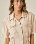 Womens Dress Short Semi-Wide Shirt Style Rayon Blend - Beige 63_771H002_BEI140002_5