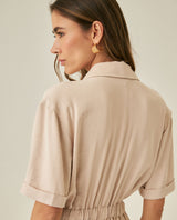 Womens Dress Short Semi-Wide Shirt Style Rayon Blend - Beige 63_771H002_BEI140002_7