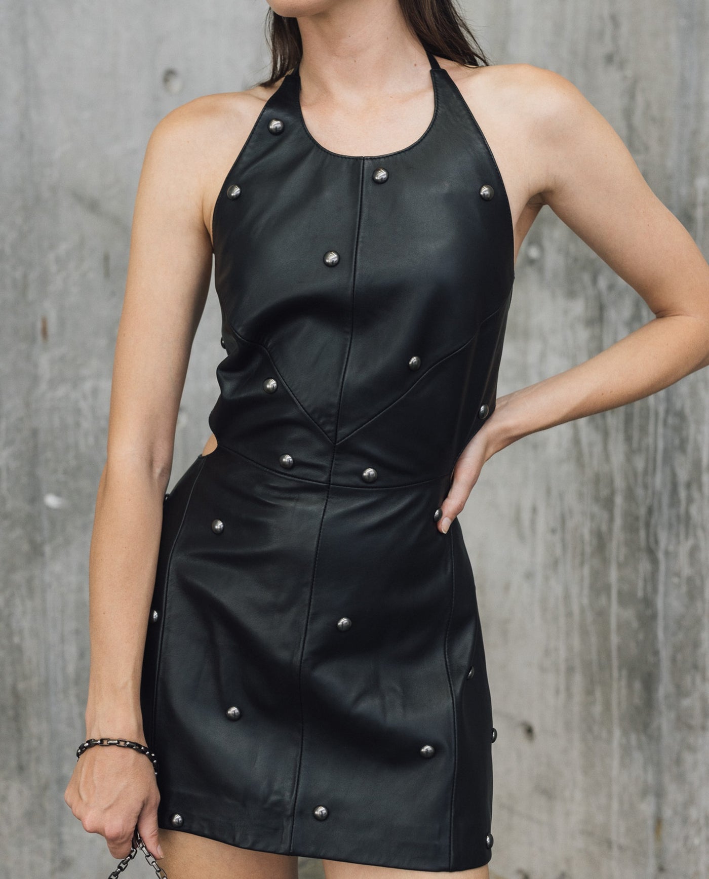 Womens Sheepskin Leather Fitted Dress - Special Collection - Black 63_777H500_NEG194007_4