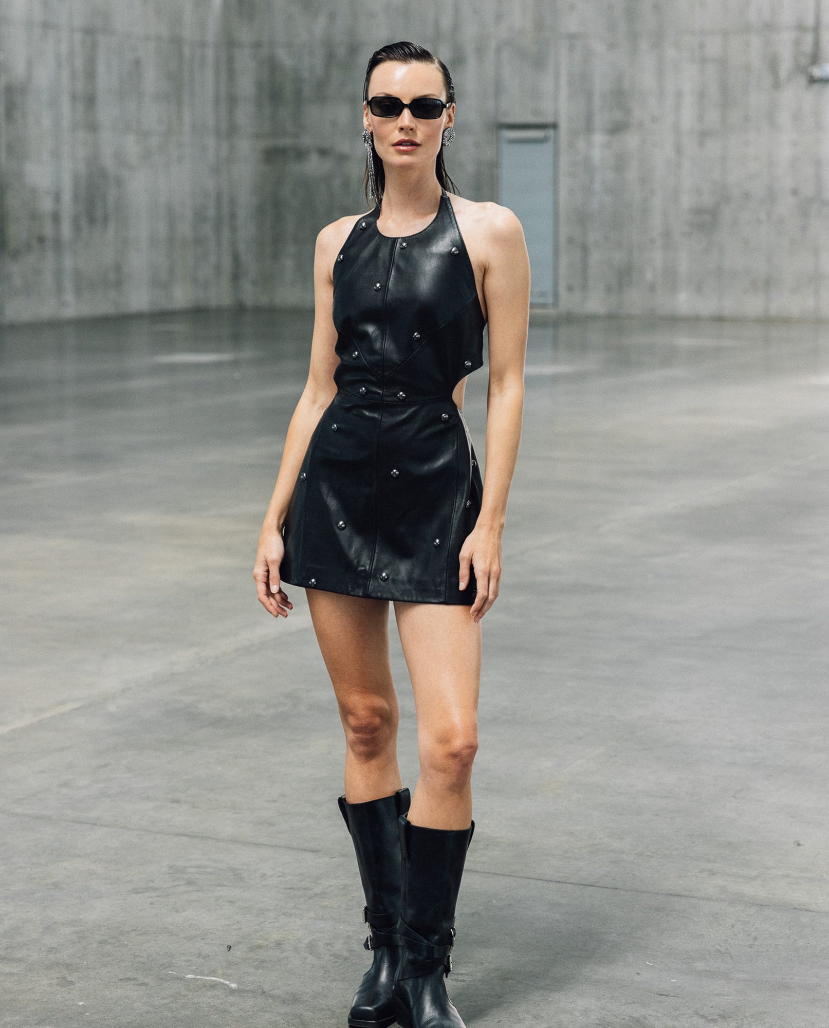 Womens Sheepskin Leather Fitted Dress - Special Collection - Black 63_777H500_NEG194007_6