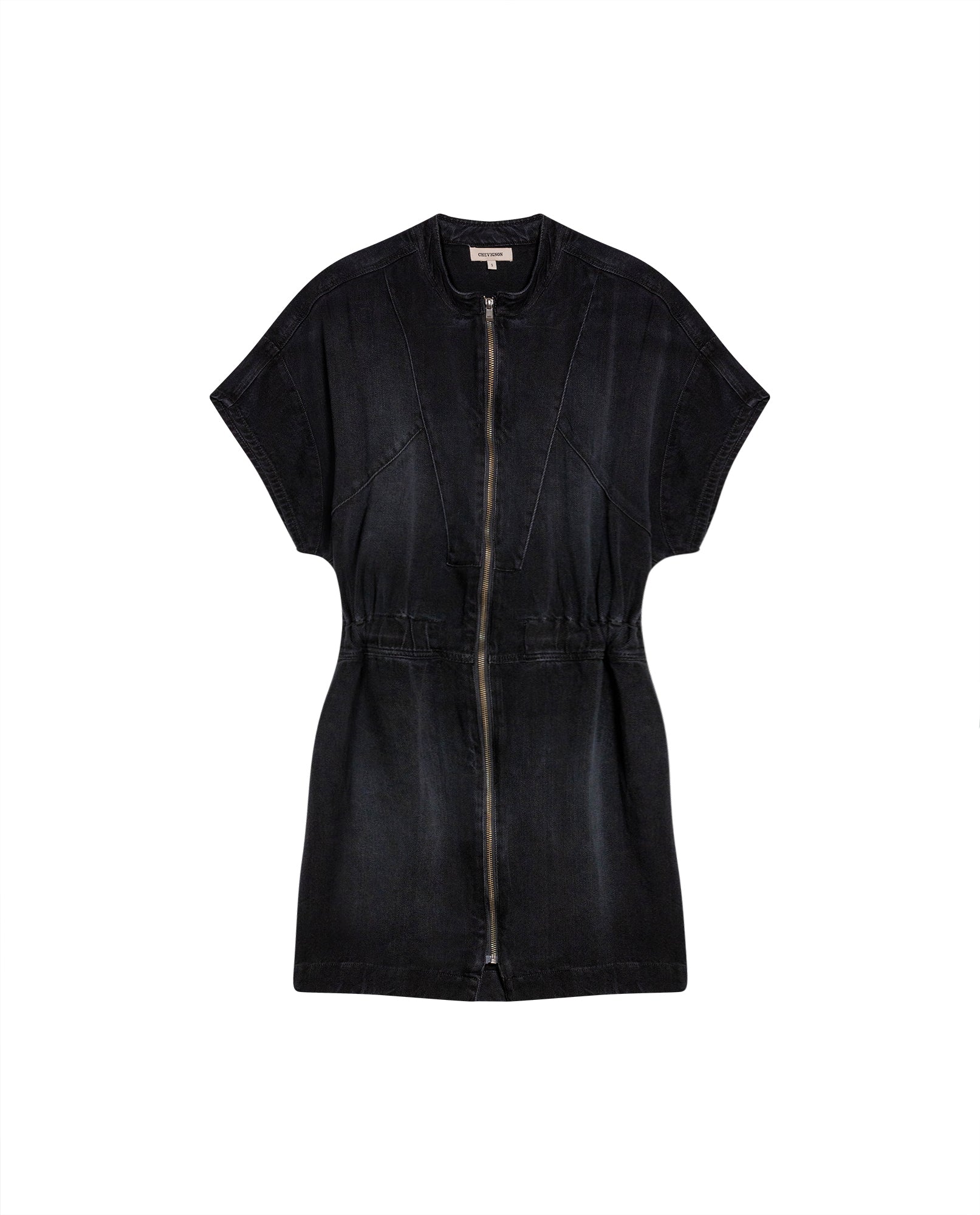 Women's Black Denim Short Dress in Lyocell-Rayon Blend, Splendor - 1