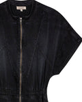 Women's Black Denim Short Dress in Lyocell-Rayon Blend, Splendor - 7