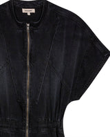 Women's Black Denim Short Dress in Lyocell-Rayon Blend, Splendor - 7