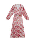 Women's Semi-Fitted Long Sleeve Belted Maxi Dress in Recycled Polyester Blend - 1