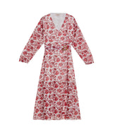 Women's Semi-Fitted Long Sleeve Belted Maxi Dress in Recycled Polyester Blend - 1