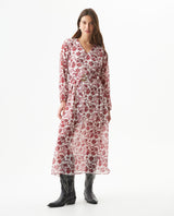 Women's Semi-Fitted Long Sleeve Belted Maxi Dress in Recycled Polyester Blend - 3