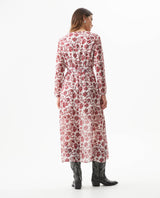 Women's Semi-Fitted Long Sleeve Belted Maxi Dress in Recycled Polyester Blend - 5