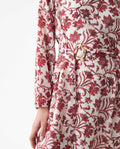 Women's Semi-Fitted Long Sleeve Belted Maxi Dress in Recycled Polyester Blend - 6