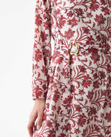 Women's Semi-Fitted Long Sleeve Belted Maxi Dress in Recycled Polyester Blend - 6