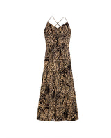 Women's Animal Print Cross-Strap Wide Maxi Dress in Viscose-Rayon Blend, Nightfall - 1