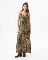 Women's Animal Print Cross-Strap Wide Maxi Dress in Viscose-Rayon Blend, Nightfall - 2