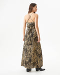 Women's Animal Print Cross-Strap Wide Maxi Dress in Viscose-Rayon Blend, Nightfall - 4