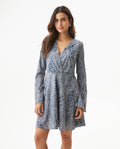 Women's Lurex Animal Print Bell Sleeve Short Dress in Polyester Blend - 1
