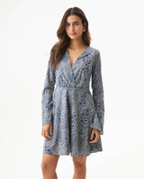 Women's Lurex Animal Print Bell Sleeve Short Dress in Polyester Blend - 1