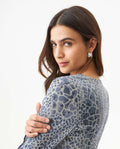 Women's Lurex Animal Print Bell Sleeve Short Dress in Polyester Blend - 6