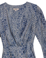 Women's Lurex Animal Print Bell Sleeve Short Dress in Polyester Blend - 7